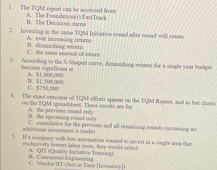 The tqm report can be accessed from