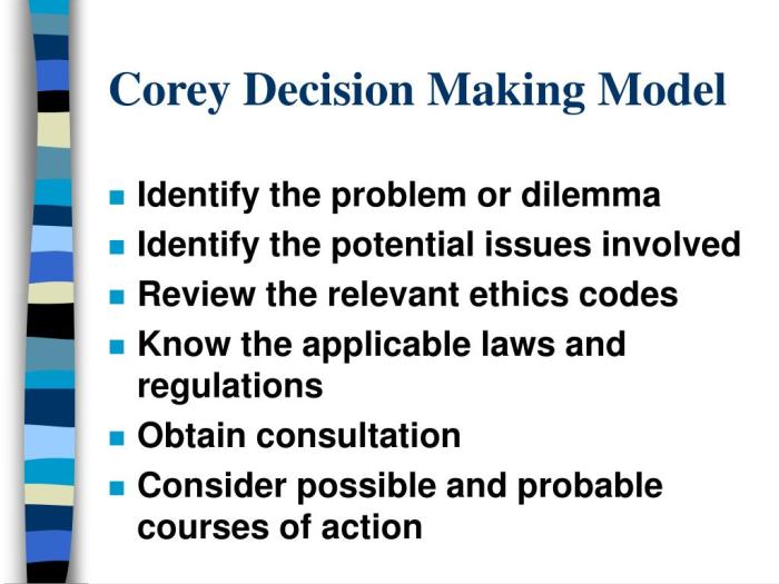 Ethical decision making model corey