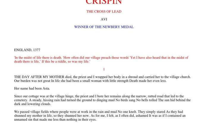 Crispin cross of lead quotes