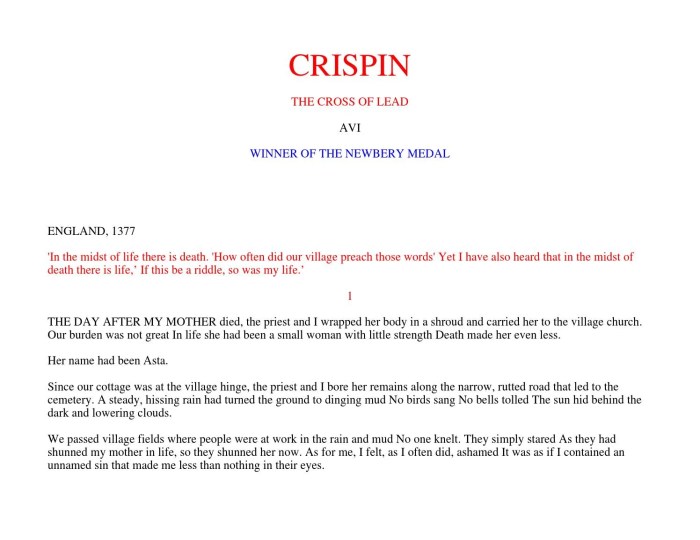 Crispin cross of lead quotes