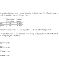 Paradise corporation budgets on an annual basis