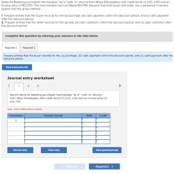 Cash exercise fe santa buyer seller sales purchases recording solved discount period payment within after entries prepare records collection merchandise